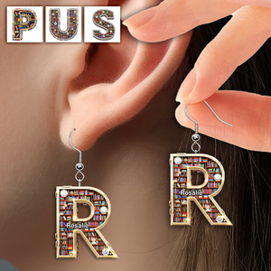 Bookshelf With Initials Acrylic Earrings- Personalized Gift For Book Lovers 01HULU170625-Homacus