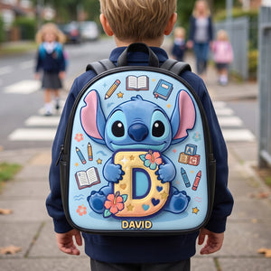 Alphabet Cute Alien Backpack - Personalized Gifts For Kids School Bag 02natn290626-Homacus