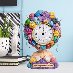 Yarn Head Girl Desk Clock - Personalized Christmas Gifts For Knitter & Crocheter 04QHTN030625-Homacus