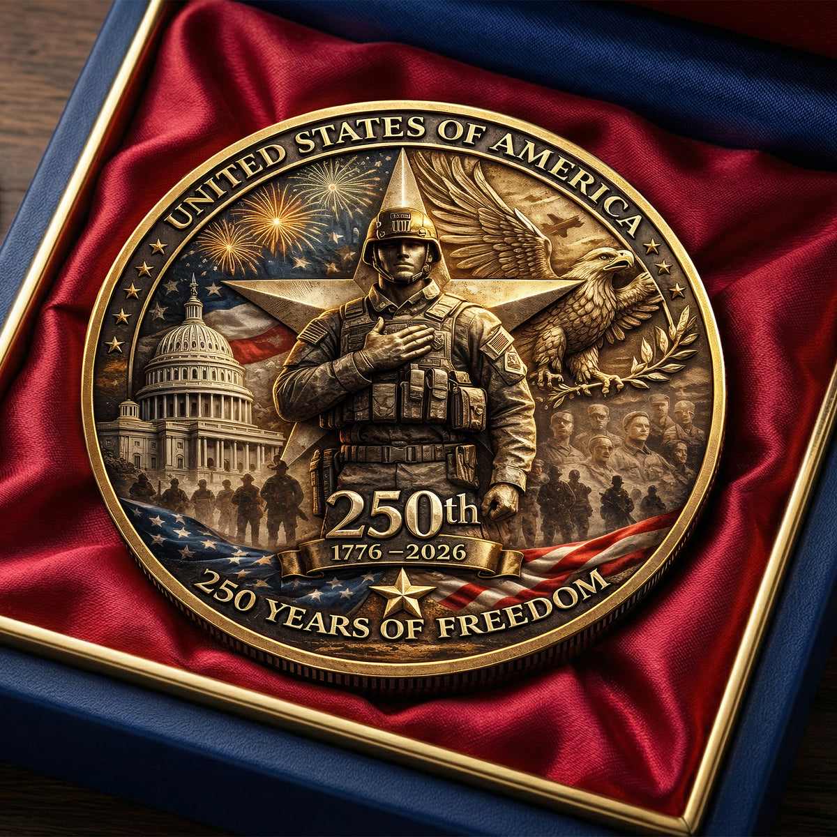 250 Years Of Freedom Printed Metal Coin - Personalized Anniversary Gifts 04toqn270226-Homacus