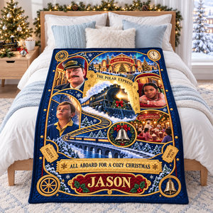 All Aboard The Merry Express To The Christmas Wonderland Blanket - Personalized Christmas Gifts 02haqn091026-Homacus