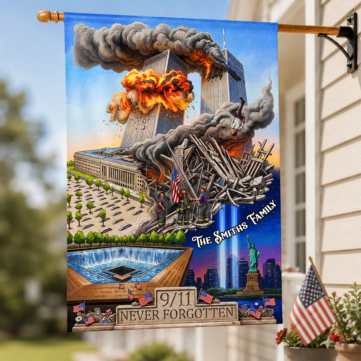 Patriotic Remembrance House Flag - Personalized Gifts For Family 02HUDH280726-Homacus