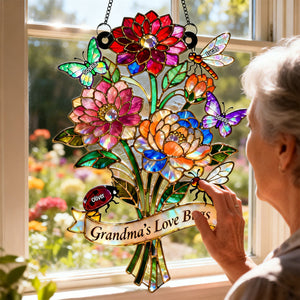Grandma's Love Bugs Suncatcher Ornament - Personalized Mother's Day Gifts 02natn240226-Homacus