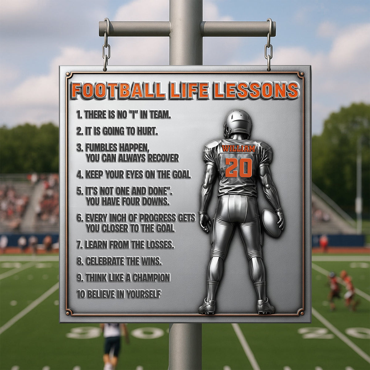Football Life Lessons Metal Sign – Personalized Gifts For Football Player 02ohlu190625-Homacus