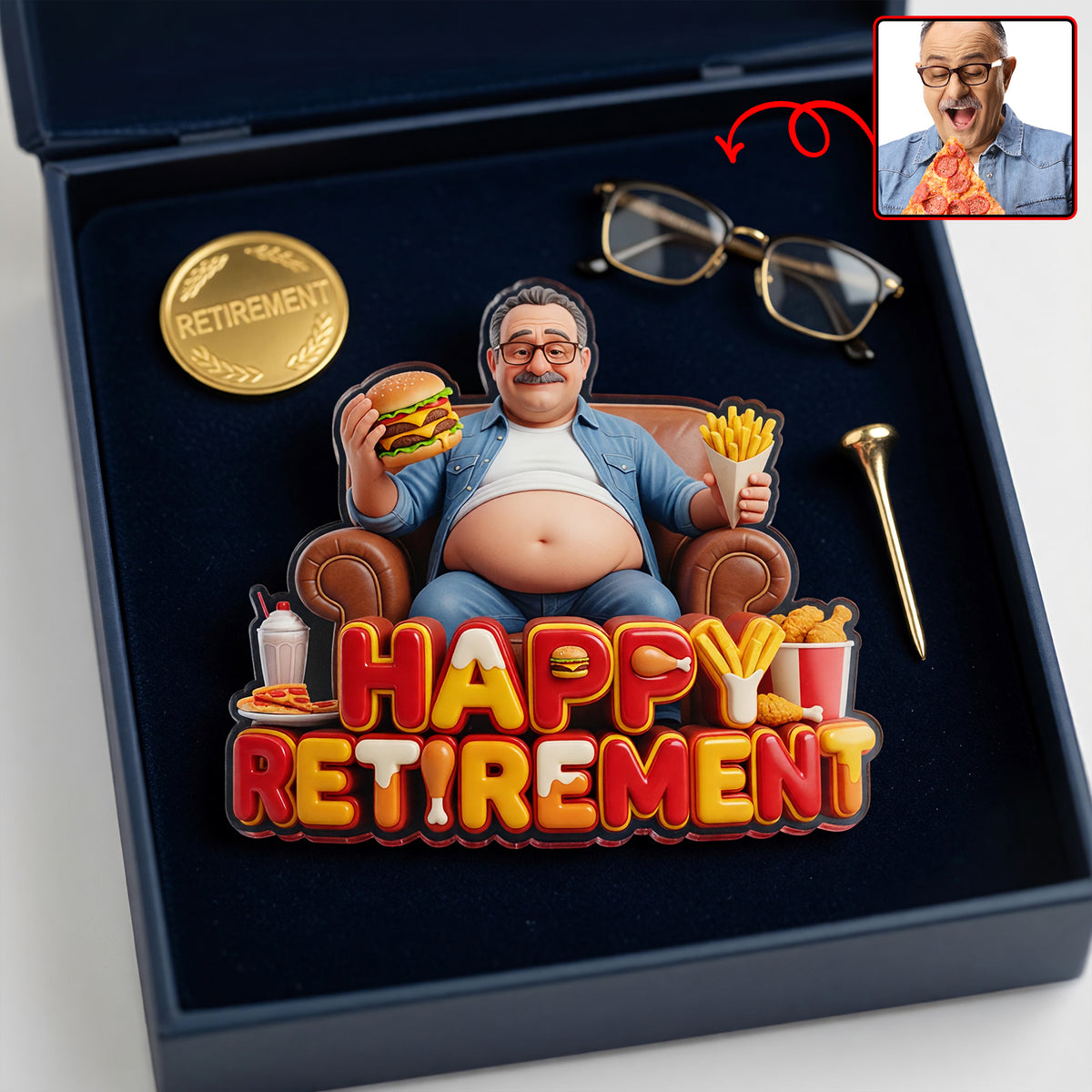 Happy Retired Fridge Magnet - Custom Photo Gifts For Retirement Anti-collision Acrylic Fridge Magnet 03PAQN110626-Homacus