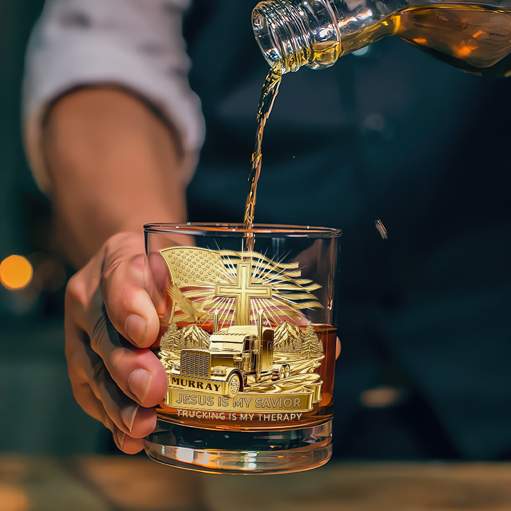 Trucker Christian Round Whiskey Glass - Personalized Gifts For Christian 02TGDT290725-Homacus