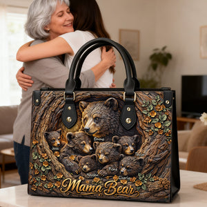 Strong Mama Bear Leather Bag - Personalized Gift For Mom 02HULU070226-Homacus