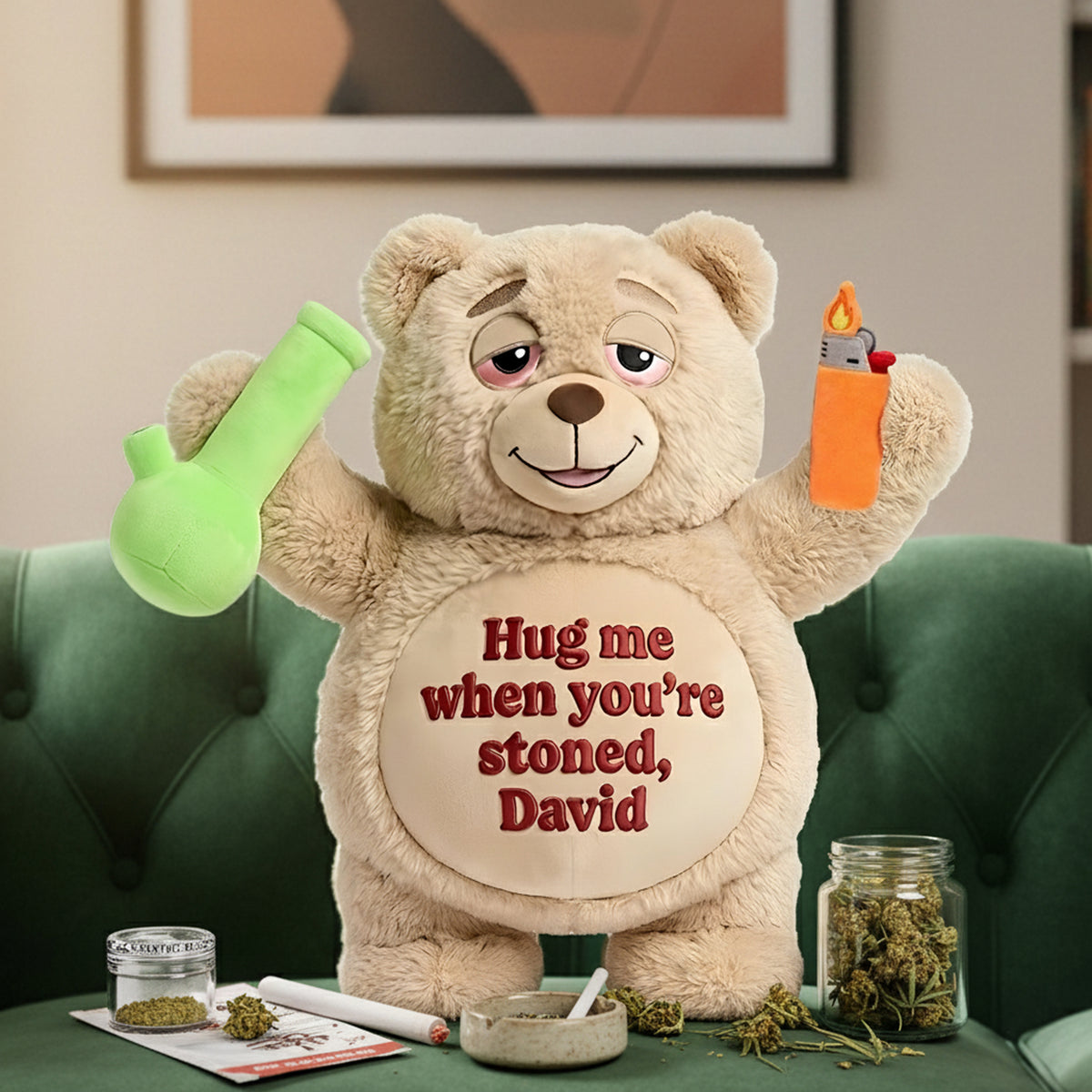 Chill Vibes Teddy Bear Pillow - Personalized Gift For Stoners 02TOLU101225-Homacus