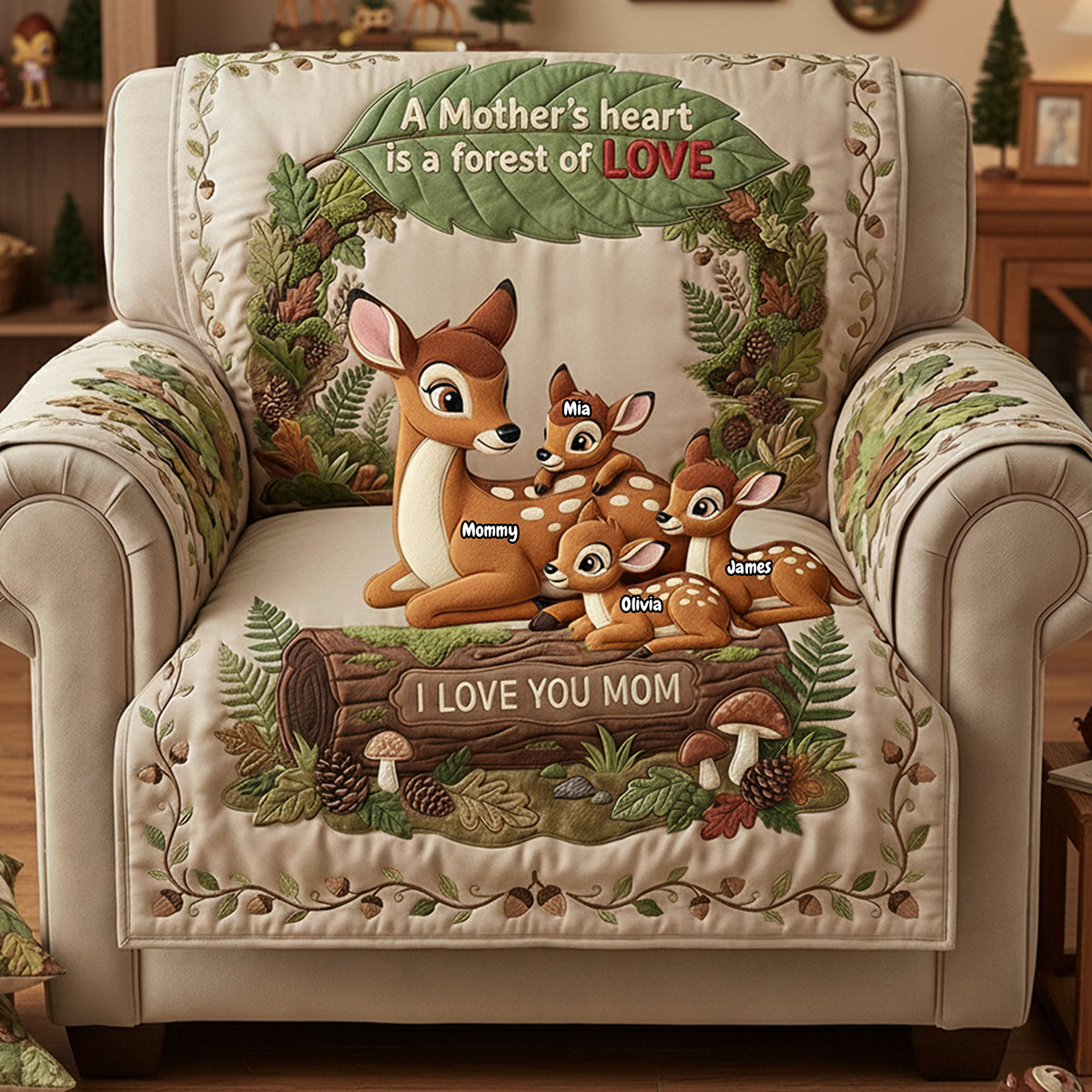 Forest Deer Mom Sofa Cover - Personalized Gift For Mom 01PATA050226-Homacus