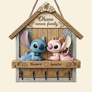Cartoon Couple Wood Key Hanger - Personalized Gifts For Couple 05ohqn290525-Homacus