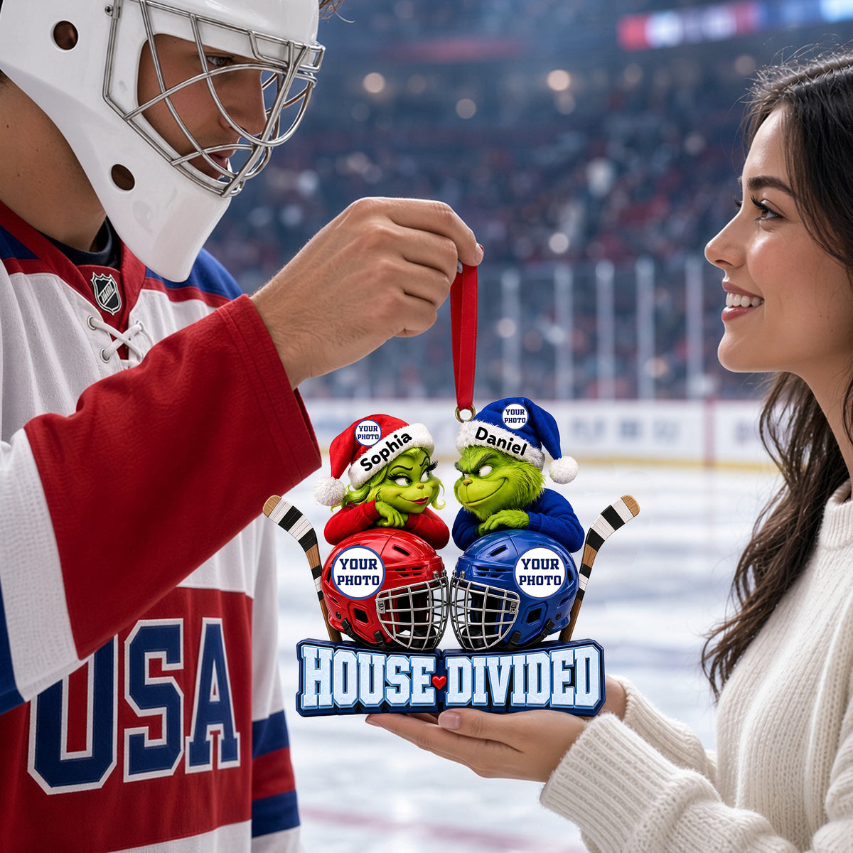House Divided Mischievous Sport Duo Christmas Ornament - Personalized Gifts For Couple 02hulu081026-Homacus