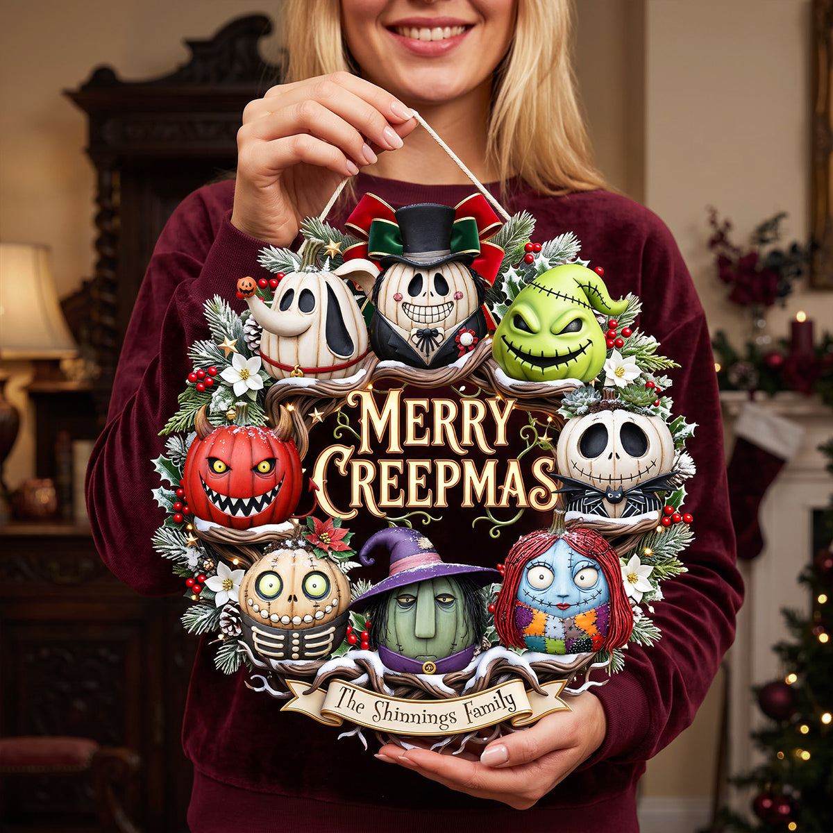 Merry Creepmas Wreath Acrylic Sign - Personalized Christmas Gifts 02pata110826-Homacus