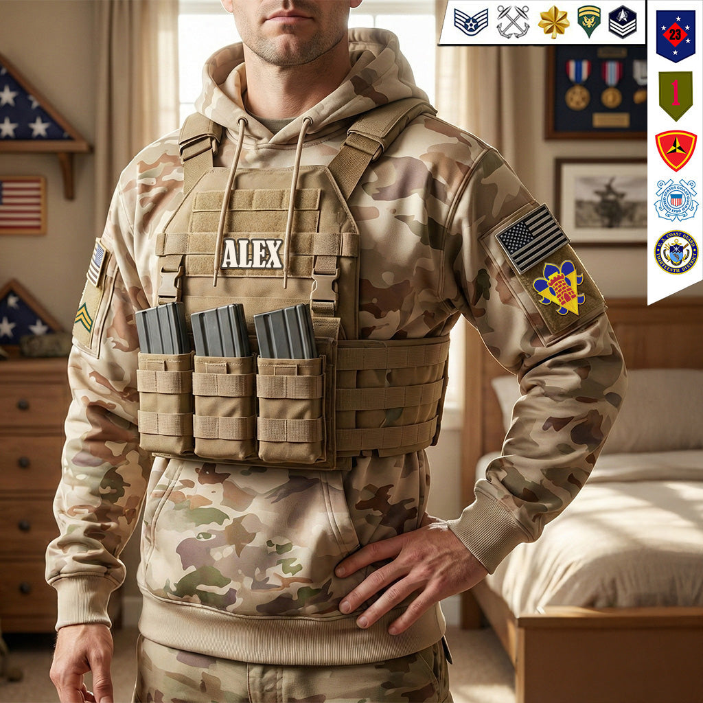 Rugged Military Style Hoodie - Personalized Gift For Veterans 04OHMG251225-Homacus