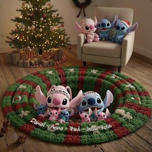 Cute Monsters Family Personalized Christmas Gifts For Family Quilted Round Mat 05tglu260925-Homacus