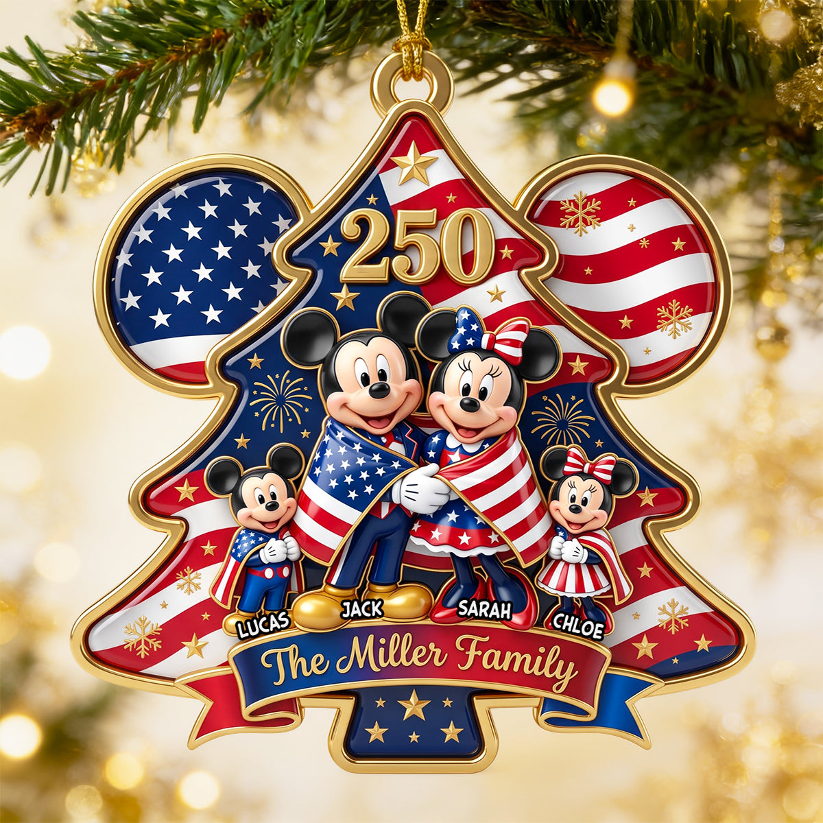 Patriotic Family Christmas Ornament - Personalized 250th Anniversary Gift For Family 06NADT240826-Homacus