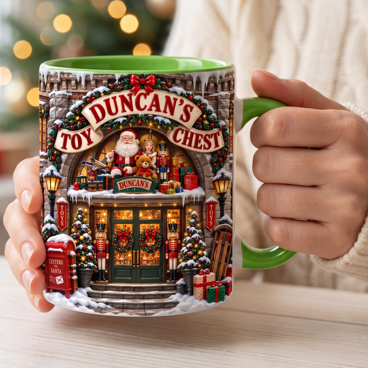 Christmas Shop Storefront Accent Mug - Personalized Gifts 03HUQN210826