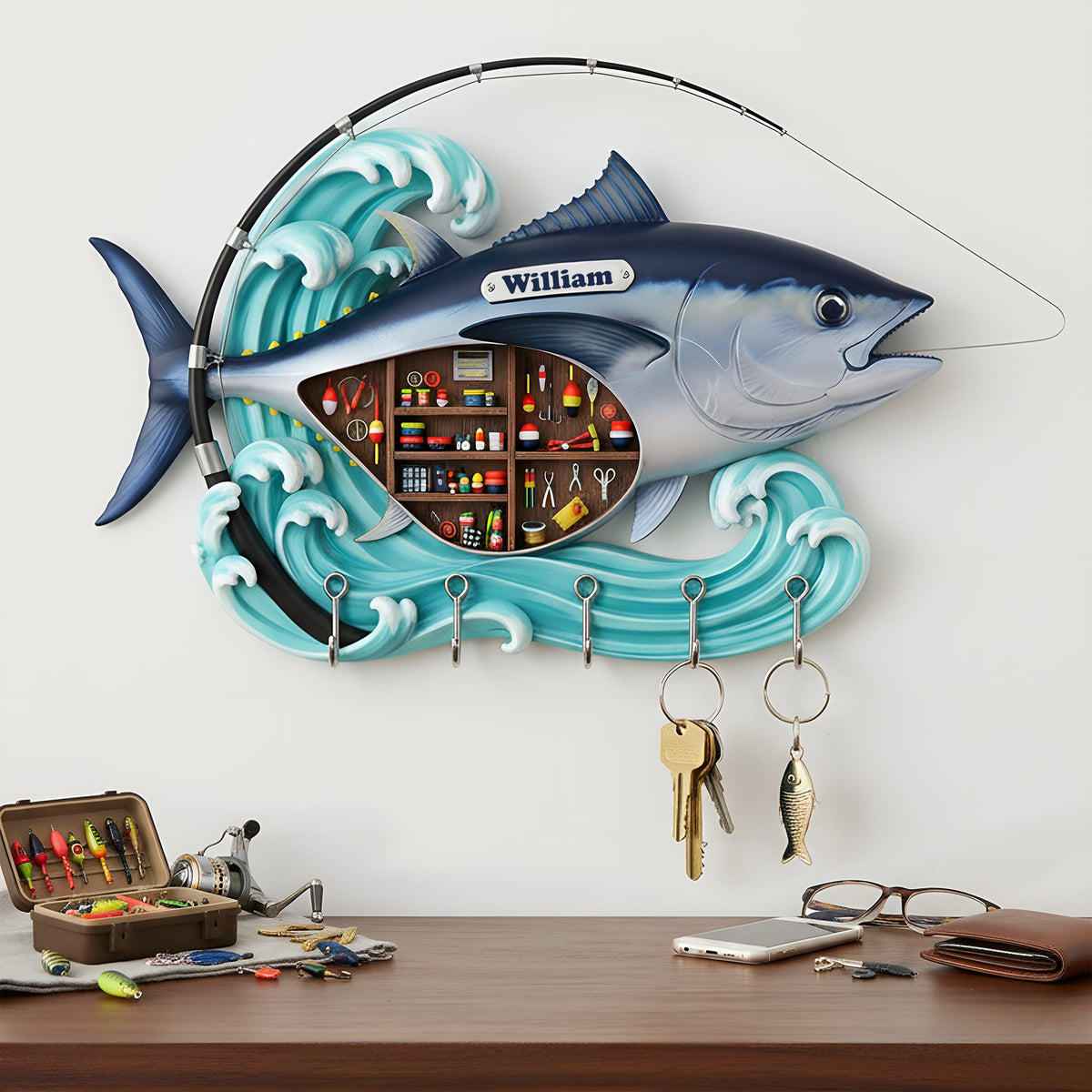 Fishing Gear Corner Key Hanger - Personalized Gift For Fishing Lovers 03KILU101225-Homacus