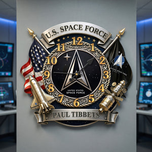 Space Military Hanging Clock - Personalized Gifts For Veteran Acrylic Hanging Wall Clock 02HUQN040626