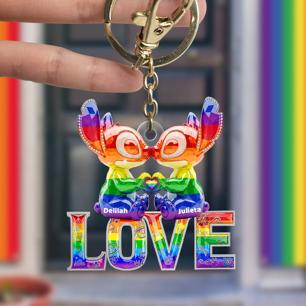 LGBT Experiment Couple Keychain Personalized Gifts For LGBT+ Pride 03OHDT230525-Homacus