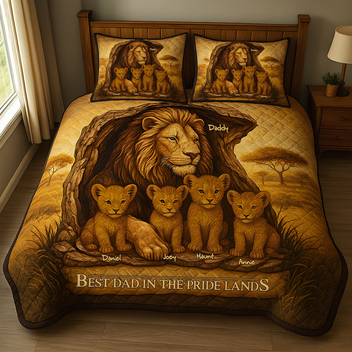 Best Lion Dad Quilt Bed Set - Personalized Gifts For Father 04XQLU100425-Homacus