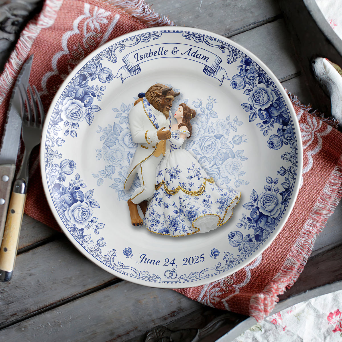 Fairytale Love Story Round Plate - Personalized Gift For Couples 07PALU131025-Homacus