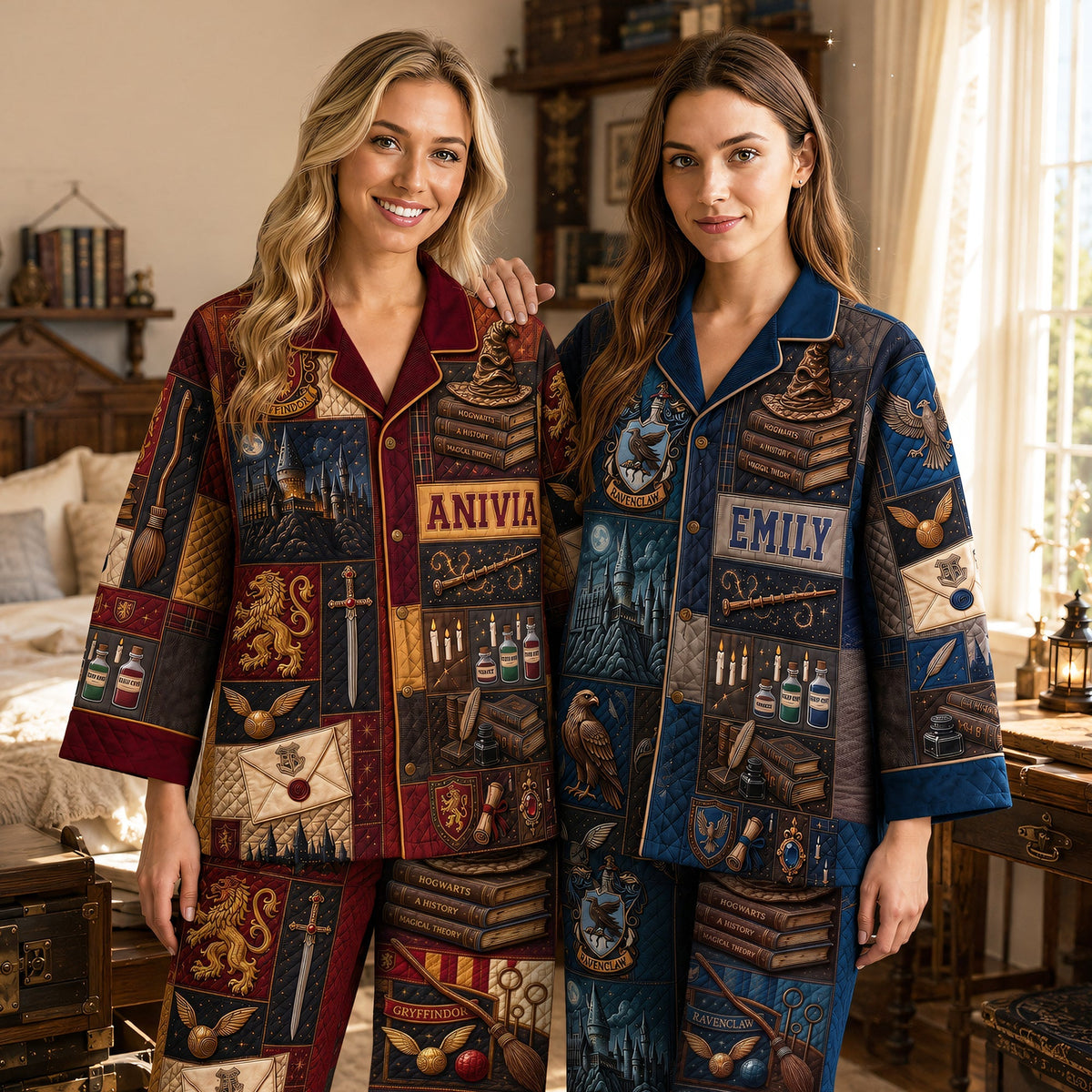 Mystic Academy Button Up Pajama Set - Personalized Gifts 02PAQN250826