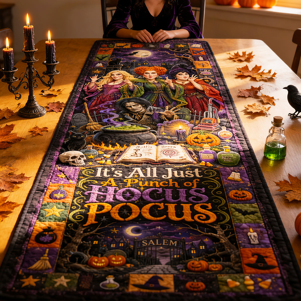 Midnight Spell Table Runner - Personalized Halloween Gifts 03hudt130826-Homacus