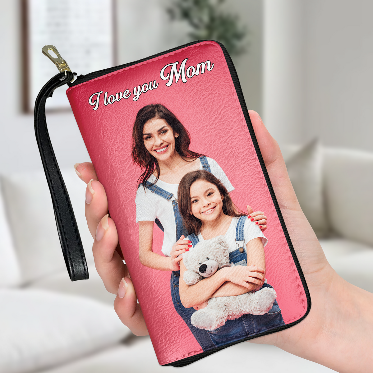 Custom Photo Gifts For Mom Twill Faux Leather Wallet-Homacus