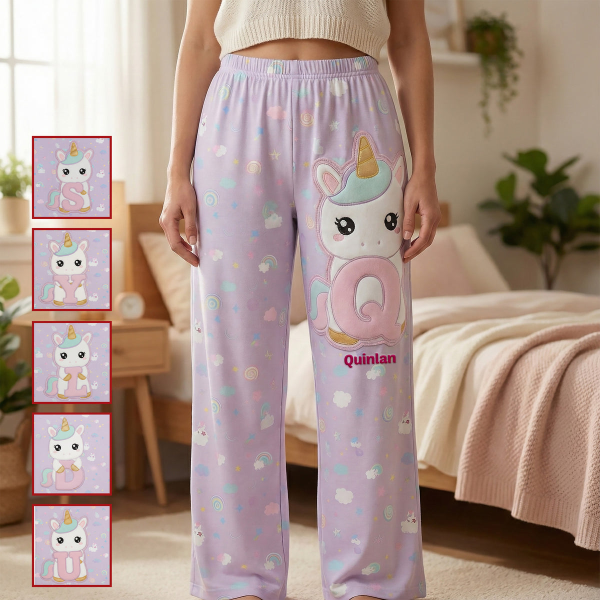 Unicorn Alphabet Pajama Pants - Personalized Gifts 05kimg051225-Homacus