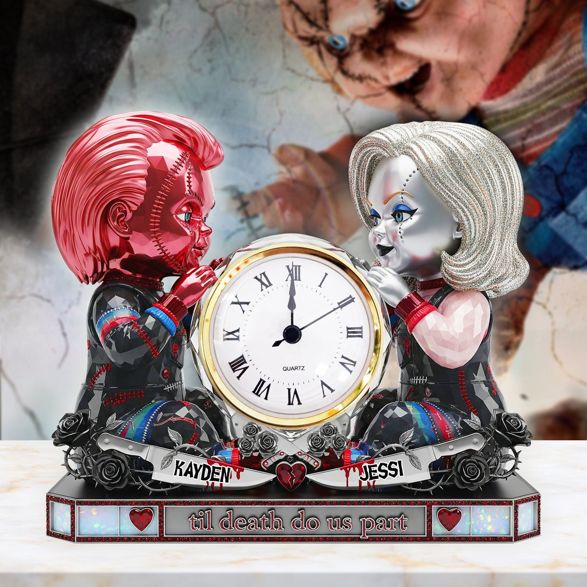 Spooky Couple Desk Clock Plaque - Personalized Gift For Couple 02OHLU040625-Homacus