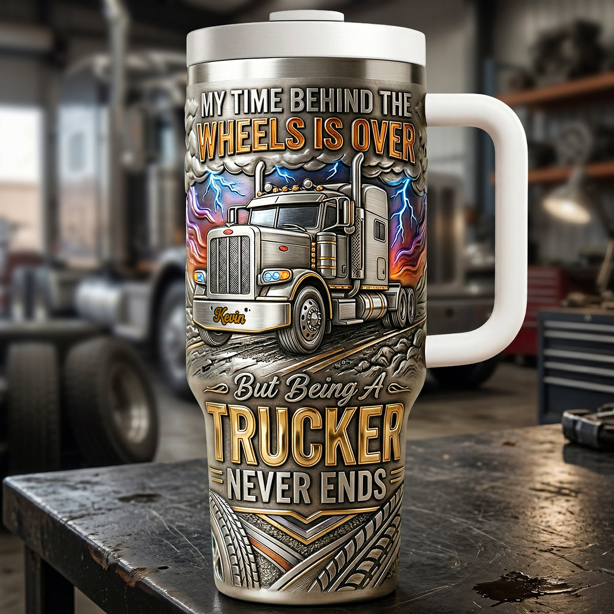 Old Trucker 40oz Tumbler - Personalized Gifts For Trucker Tumbler 03PATA250326-Homacus