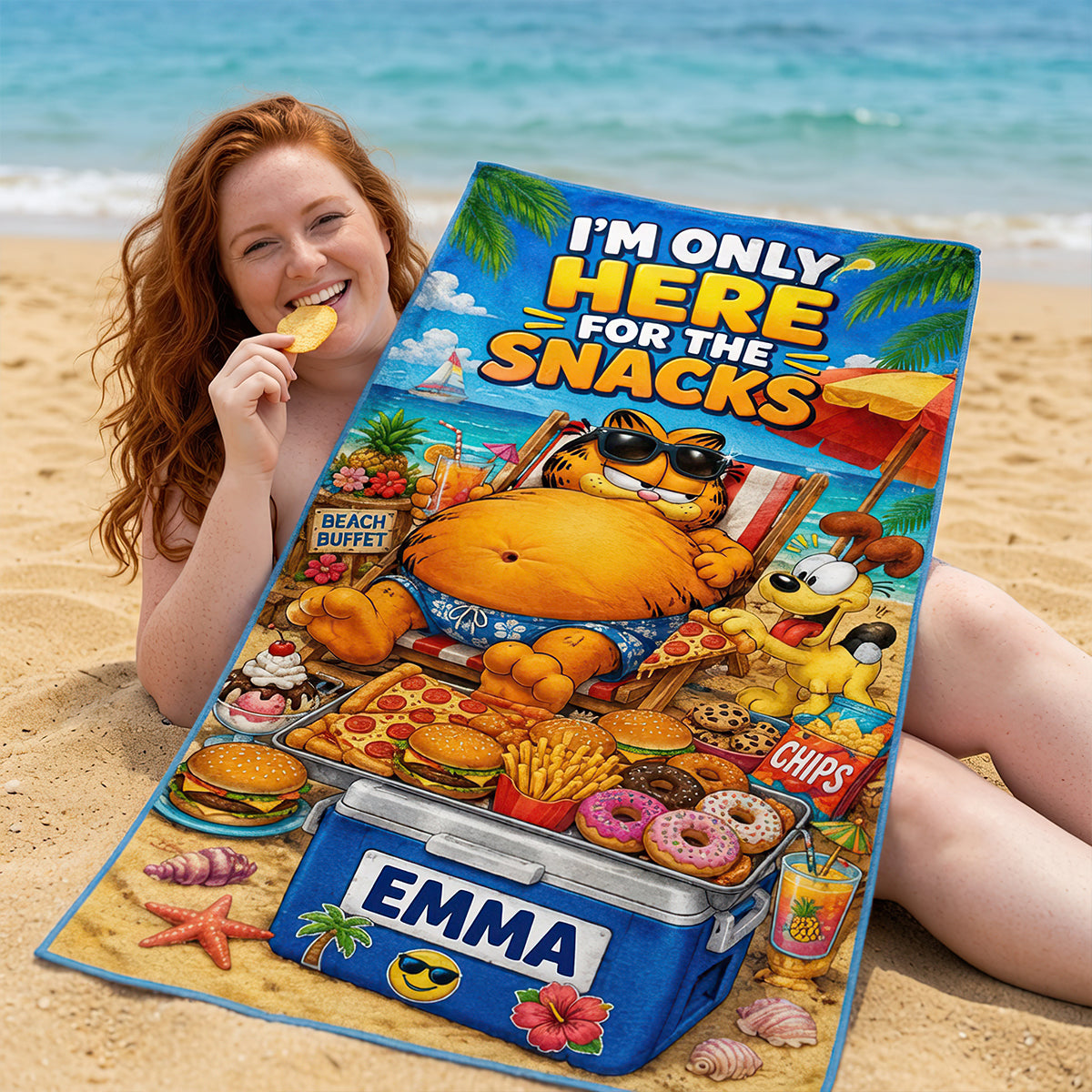 Beach Snacks Club Beach Towel - Personalized Gifts 04HADT180726-Homacus