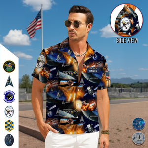 Outer Space Command Hawaiian Shirt - Personalized Military Logo Gifts For Veteran 02HULU210625-Homacus