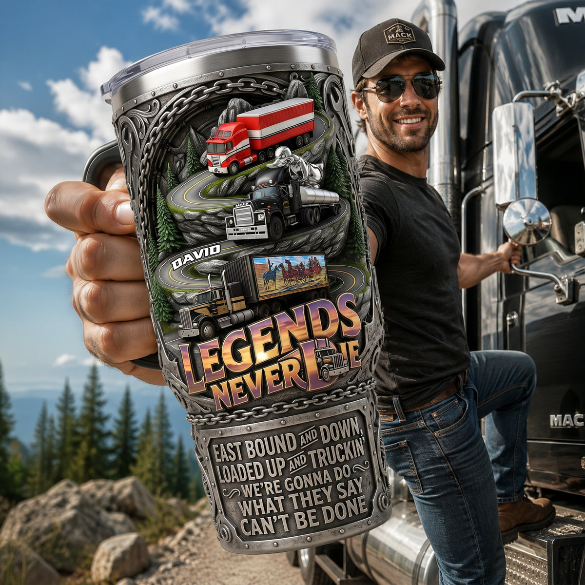 Classic Semi-Truck Legend 40oz Tumbler With Handle - Personalized Gifts For Truckers 02qhlu280526-Homacus