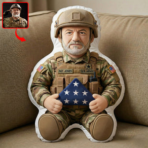 Custom Photo Military Memorial Folded Flag Pillow, Personalized Keepsake To Remember A Veteran 02qhqn250326-Homacus