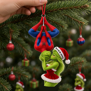 Mischievous Upside Down Kiss Couple Ornament - Personalized Christmas Gifts 05hulu231026-Homacus