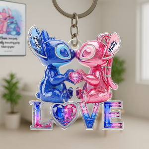 Kissing Aliens Couple Acrylic Keychain - Personalized Gifts For Couple 03OHPU020625-Homacus