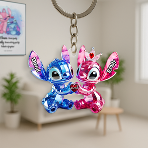 Blue Monster Couple Acrylic Keychain - Personalized Gifts For Couples 05TGPU280525-Homacus