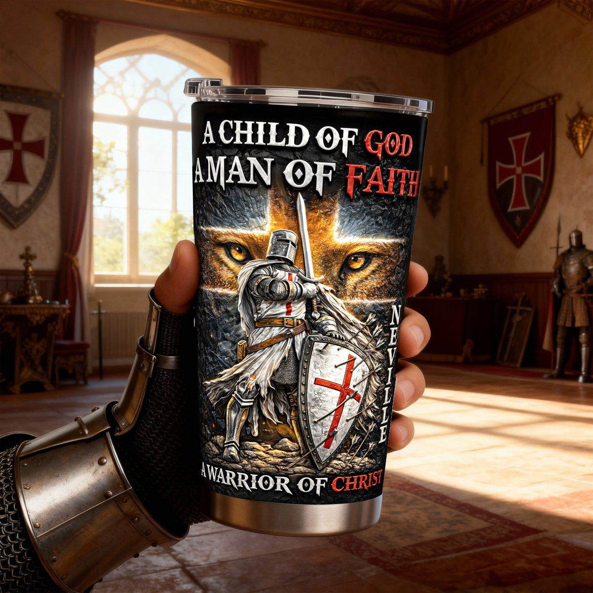 A Warrior Of Christ 20oz Tumbler - Personalized Gifts For Christian 05HULU030226-Homacus