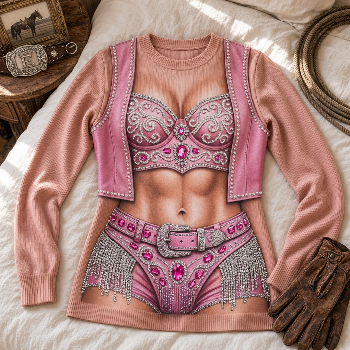 Hot Cowgirl 3D Knitted Ugly Sweater - Personalized Gifts For Cowgirls 06nalu140926-Homacus