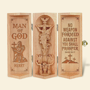 Personalized Gifts For Christian Openable Wooden Cylinder Sculpture of Jesus Christ 04toqn240125-Homacus