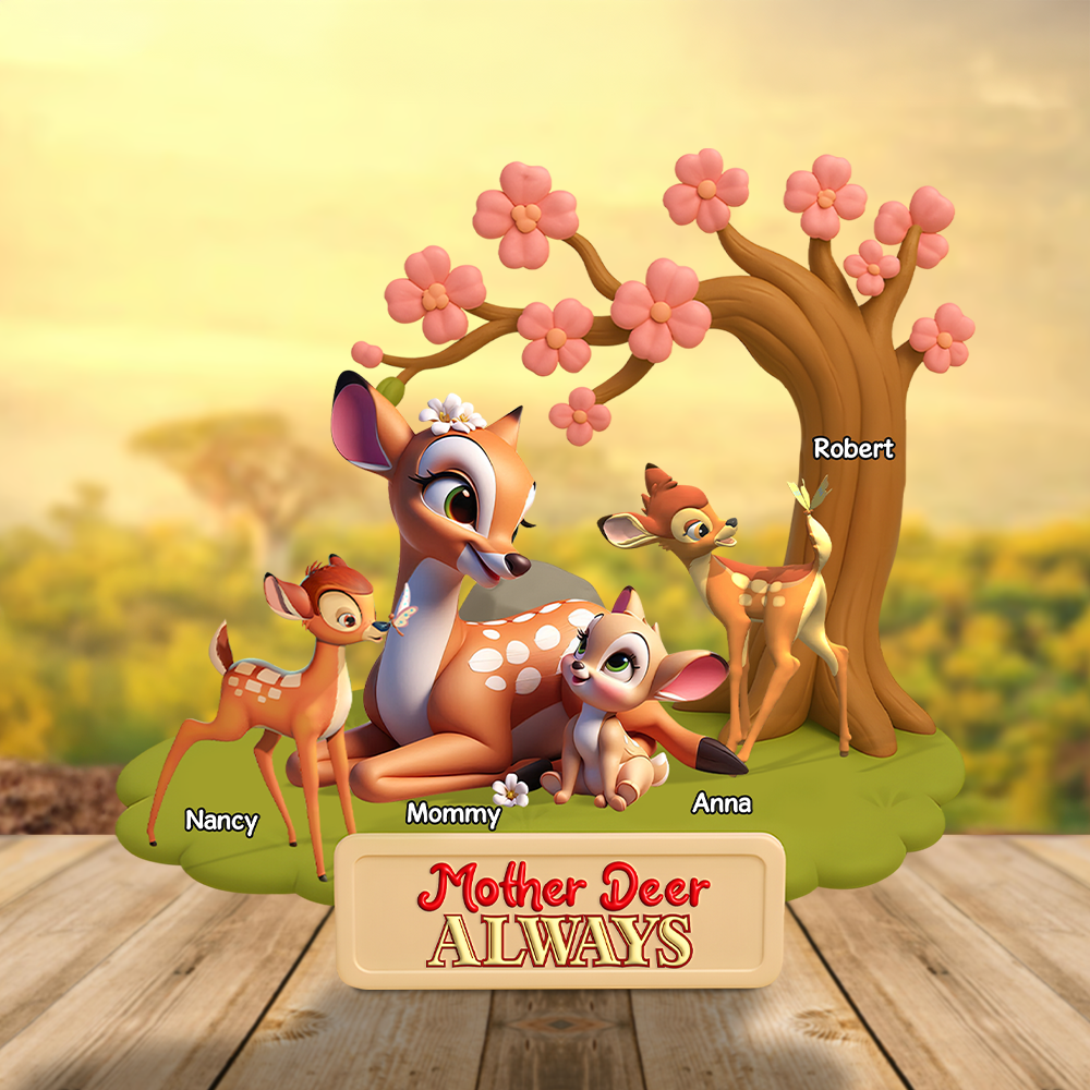 Mother Deer Plaque - Personalized Gifts For Mom 02ohpu040425-Homacus