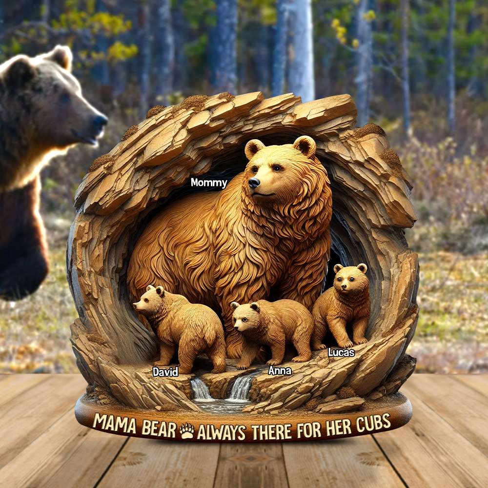 Mama Bear - Mom Plaque - Personalized Gifts For Mother 02TGTN250325-Homacus