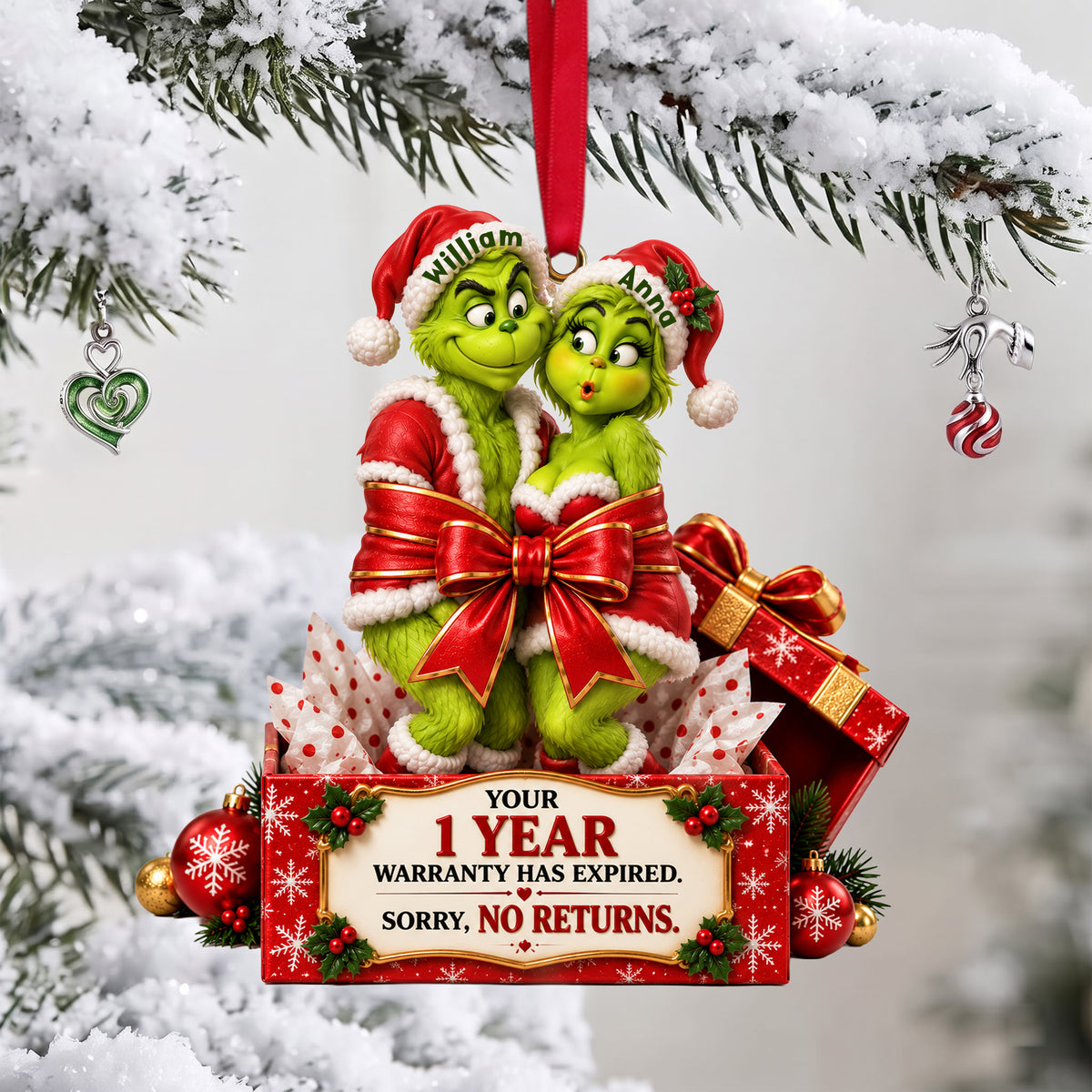 Couple Wrapped In A Bow Ornament - Personalized Christmas Gift For Couples 07NALU160926-Homacus