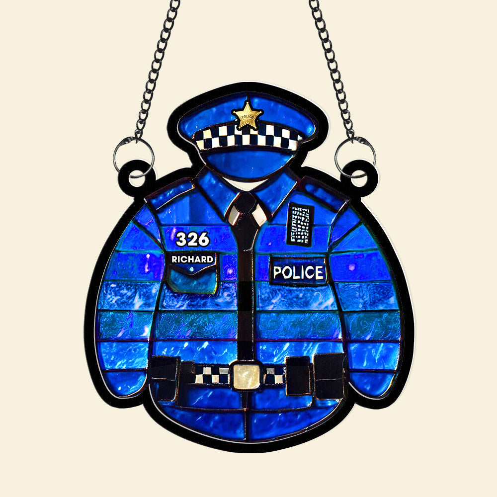 Personalized Gifts For Police Suncatcher Ornament Police Uniform 01OHQN301224-Homacus