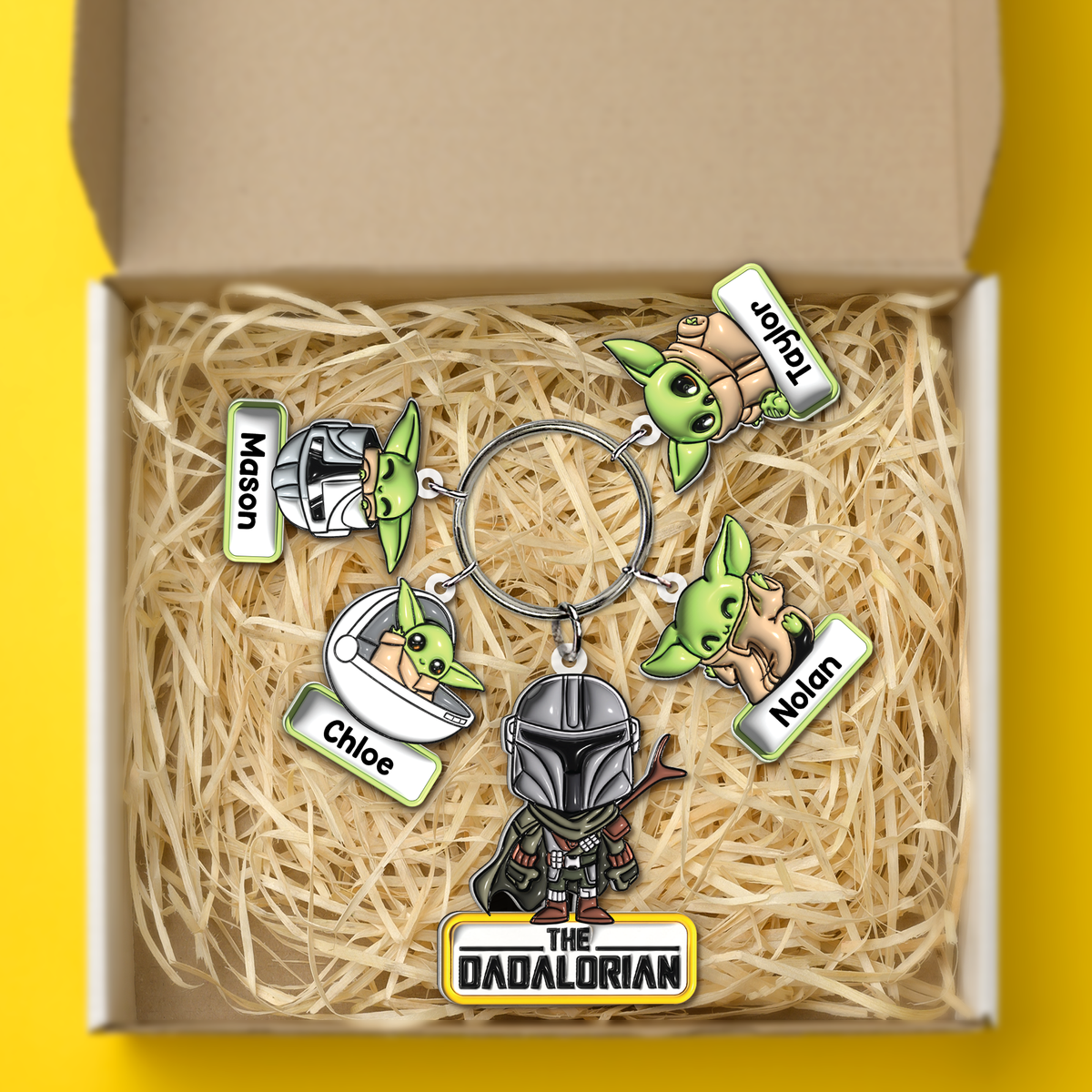 Personalized Gifts For Dadalorian Keychain With Baby Charms 01huhu230524-Homacus