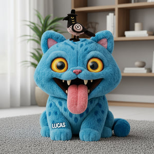 Blue Mischief Cat Shaped Pillow Personalized Gifts 03natn081125-Homacus