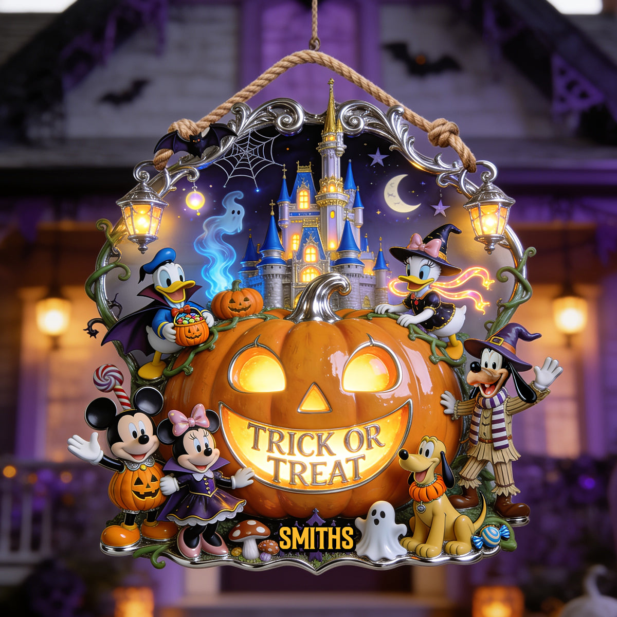 Trick Or Treat Welcome Acrylic Sign - Personalized Halloween Decor 02QHTN030826