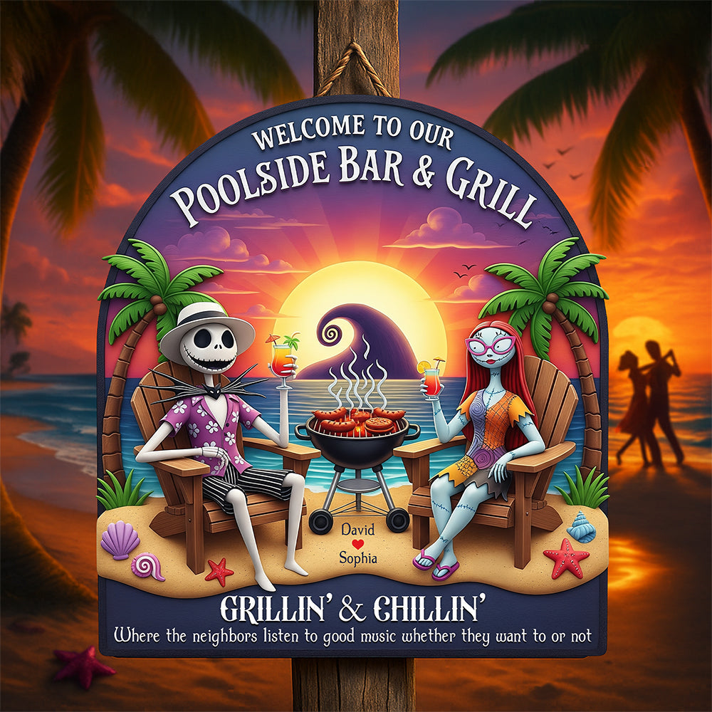 Spooky Love Wood Sign – Personalized Poolside Gifts for Couple 02naqn100625-Homacus