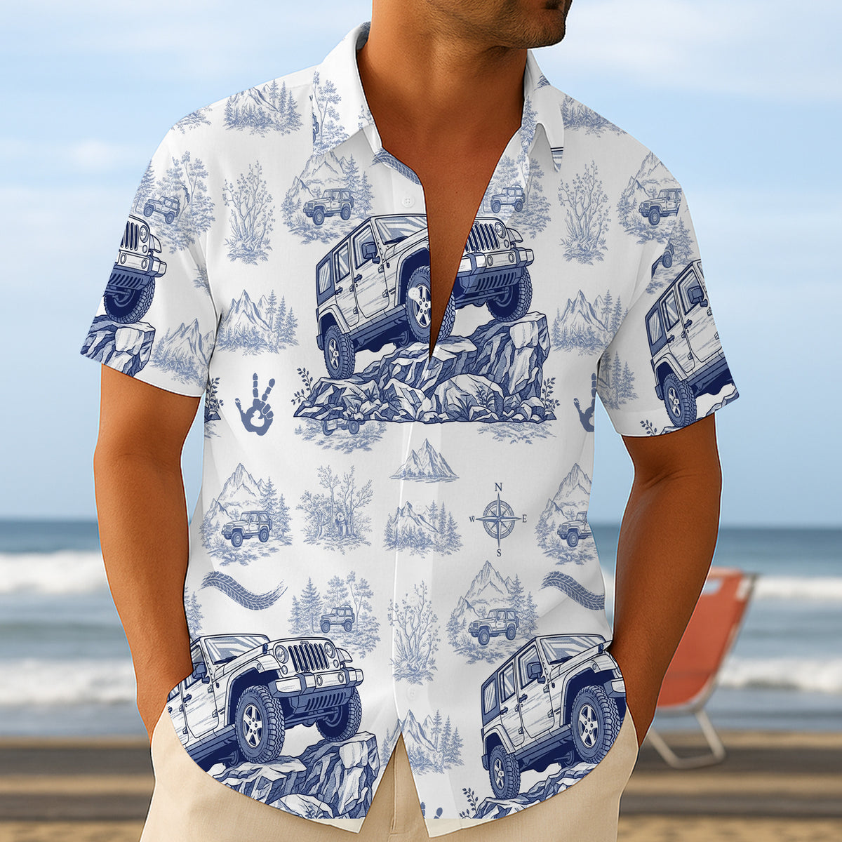 Gifts For Off-road Lovers, Vintage Toile Blue Pattern 02QHTN110625-Homacus